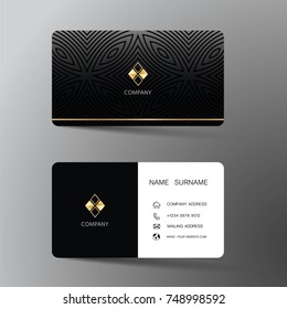 Modern business card template design. With inspiration from the abstract.Contact card for company. Two sided black and white . Vector illustration. 
