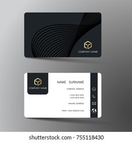 Modern business card template design. With inspiration from the abstract. Contact card for company. Two sided black and white . Vector illustration. 