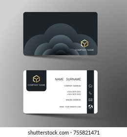 Modern business card template design. With inspiration from the abstract. Contact card for company. Two sided black and white . Vector illustration. 
