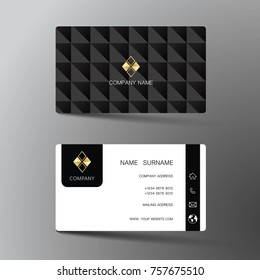 Modern business card template design. With inspiration from the abstract. Contact card for company. Two sided black and white . Vector illustration. 
