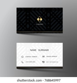 Modern business card template design. With inspiration from the abstract. Contact card for company. Two sided black and white . Vector illustration. 