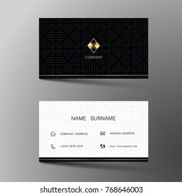 Modern business card template design. With inspiration from the abstract. Contact card for company. Two sided black and white . Vector illustration. 