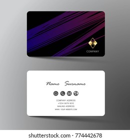 Modern business card template design. With inspiration by brush. Contact card for company. Two sided black and white . Vector illustration. 
