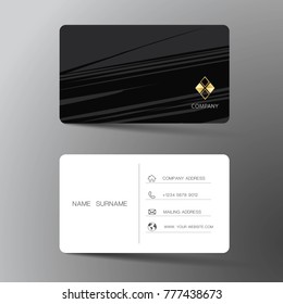 Modern business card template design. With inspiration from the abstract. Contact card for company. Two sided black and white on the gray background. Vector illustration. 