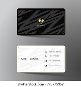 Modern business card template design. With inspiration from the abstract. Contact card for company. Two sided black and white on the gray background. Vector illustration. 