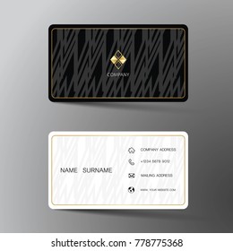 Modern business card template design. With inspiration from the abstract. Contact card for company. Two sided black and white on the gray background. Vector illustration. 