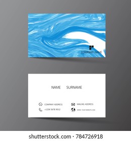 Modern business card template design. With inspiration from the abstract. Contact card for company. Two sided blue and white on the gray background. Vector illustration. 