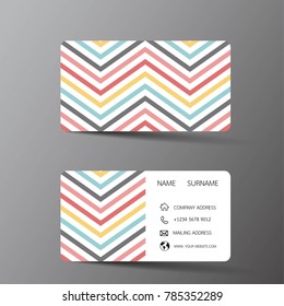 Modern business card template design. With inspiration from the abstract. Contact card for company. Two sided vintage color on the gray background. Vector illustration. 