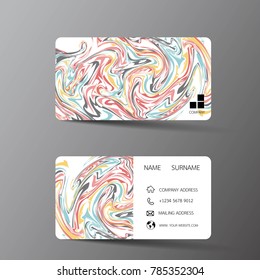 Modern business card template design. With inspiration from the abstract. Contact card for company. Two sided vintage color on the gray background. Vector illustration. 
