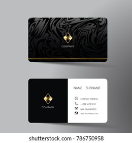 Modern business card template design. With inspiration from the abstract. Contact card for company. Two sided black and white on the gray background. Vector illustration. 