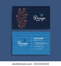 Modern Business Card Template with Double-Side for Design Studio.