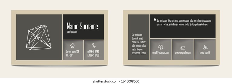 Modern business card template with flat design