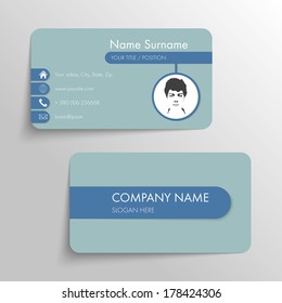 Modern business card template with flat user