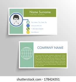 Modern business card template with flat user