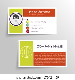 Modern business card template with flat user