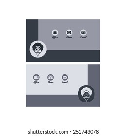 Modern business card template with flat user interface