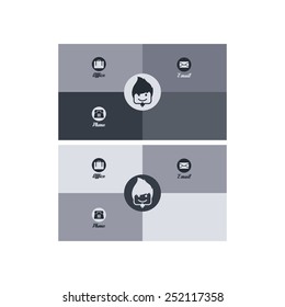Modern business card template with flat user interface