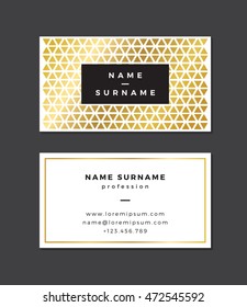 Modern business card template with gold details