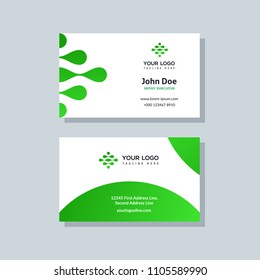 Modern business card template green colors. Flat design vector abstract creative geometric background.