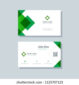 Modern business card template green colors. Flat design vector abstract creative geometric background.
