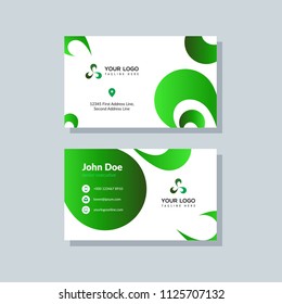 Modern business card template green colors. Flat design vector abstract creative geometric background.