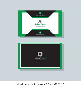 Modern business card template green colors. Flat design vector abstract creative geometric background.