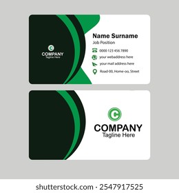 Modern business card template green colors.