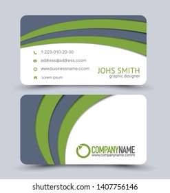 Modern business card template.  Grey and green vector.