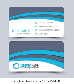 Modern business card template.  Grey and blue vector.