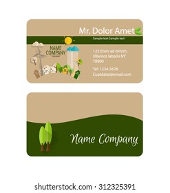 Modern business card template with nature background. Vector illustration.