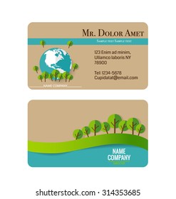 Modern business card template with nature background. Vector illustration.