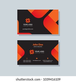 Modern business card template orange colors. Flat design vector abstract creative geometric background.