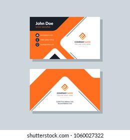 Modern business card template orange colors. Flat design vector abstract creative geometric background.