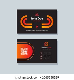 Modern business card template orange colors. Flat design vector abstract creative geometric background.