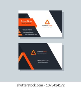 Modern business card template orange colors. Flat design vector abstract creative geometric background.