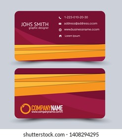 Modern business card template.  Orange and pink vector.