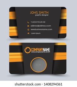 Modern business card template.  Orange and black vector.