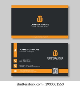 Modern business card template in orange and black color