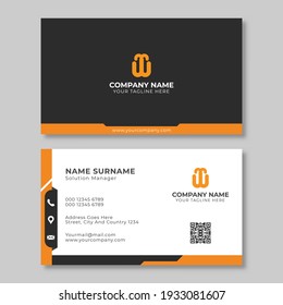 Modern business card template in orange and black color