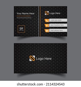 Modern business card template orange and black colors. Flat design in vector