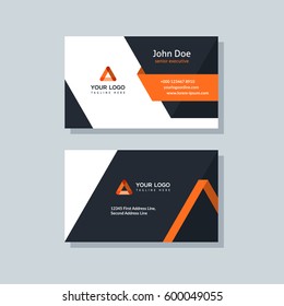 Modern business card template orange colors. Flat design vector abstract creative