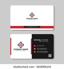 Modern business card template. Personal visiting card with company logo. Vector business card template. Visiting card for business and personal use. Vector illustration design.