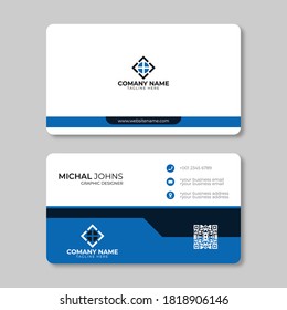 Modern business card template. Personal visiting card with company logo. Vector business card template. Visiting card for business and personal use. Vector illustration design.