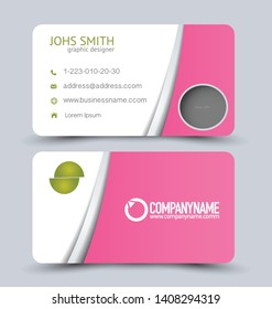 Modern business card template.  Pink and green vector.