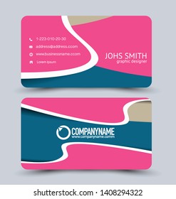 Modern business card template.  Pink and blue vector.