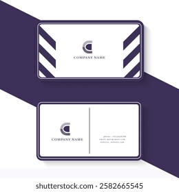 modern business card template in purple and white 