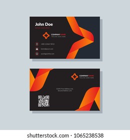 Modern business card template red colors. Flat design vector abstract creative geometric background.