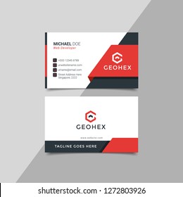 Modern business card template red black colors. Flat design vector abstract creative - Vector