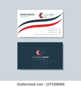 Modern business card template red colors. Flat design, vector abstract creative geometric background.