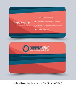 Modern business card template.  Red and blue vector.